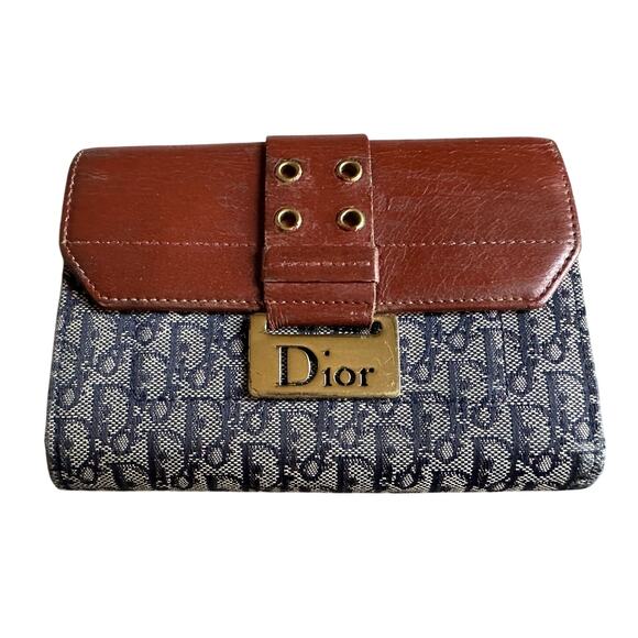 Lady DIOR Navy Blue Trotter Street Chic Wallet with Coin Pouch - Picture 1 of 16